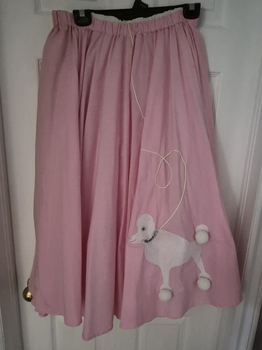 Handmade Pink Poodle Appliqué Full Circle Skirt With White Crinoline